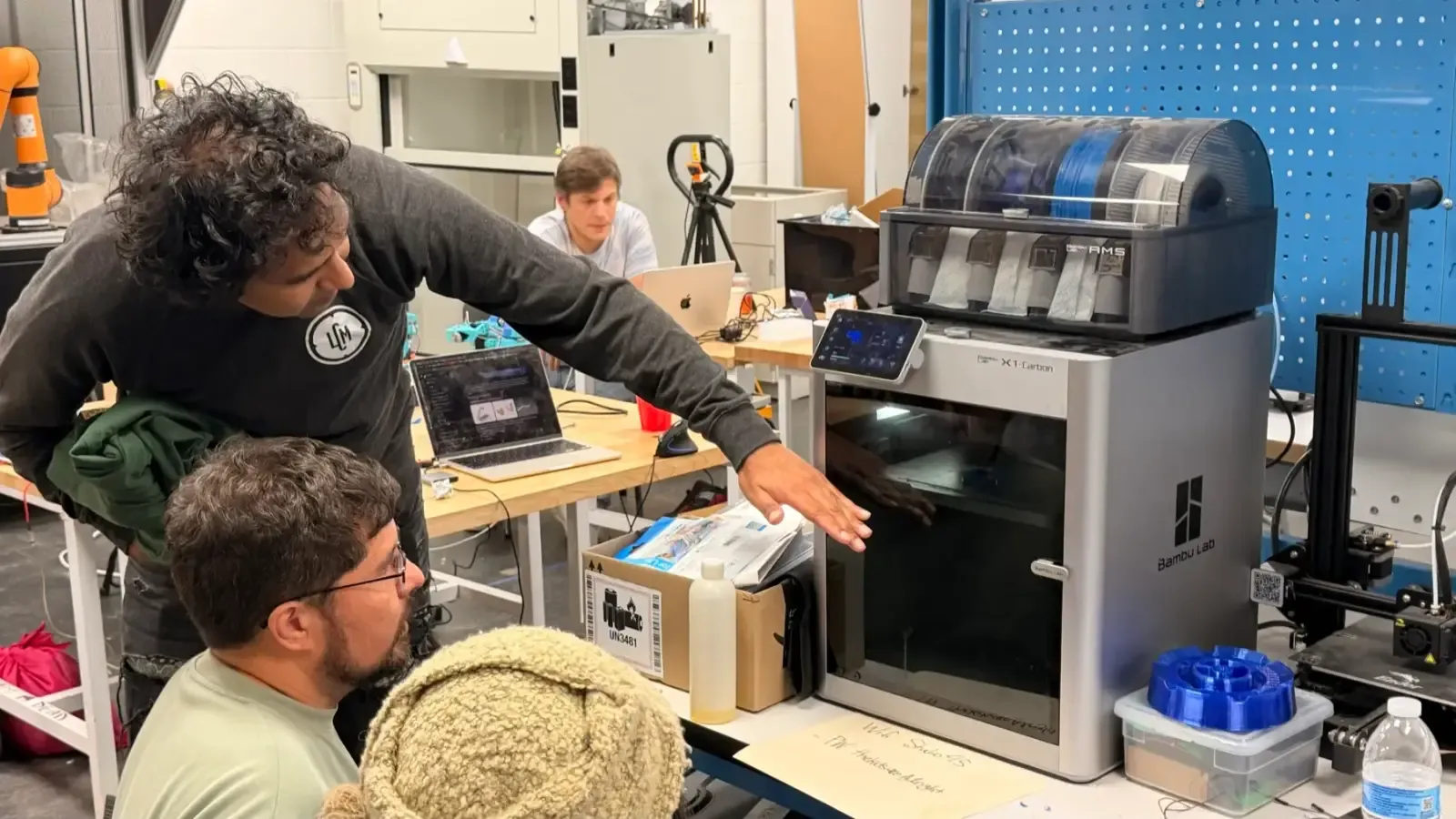 A 3D printer running during the hack