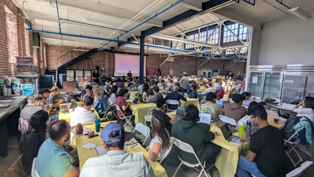 Builders participating in a Lindy hackathon